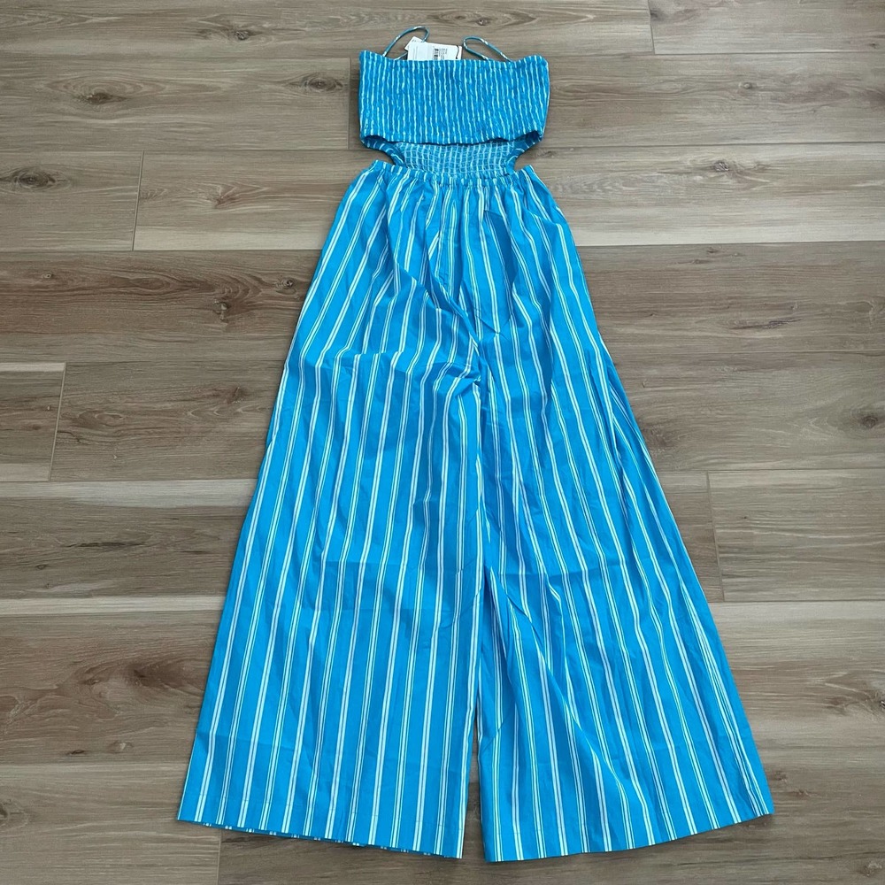 NWT Faithfull the Brand Baylee Jumpsuit Maya Stripe Print Blue size 2 - Picture 6 of 11